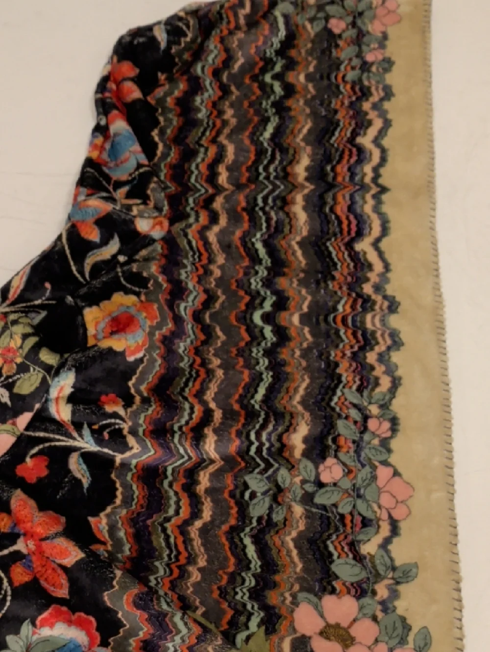 Johnny Was Biya Sherpa Hooded Jacket Soft Fleece Colorful Flowers Oversized Sz L - Picture 11 of 12